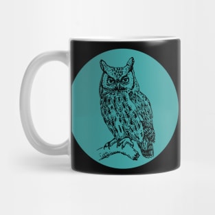 Halloween Owl, Portents, Omens, Signs, and Fortunes - Teal and Black Style Mug